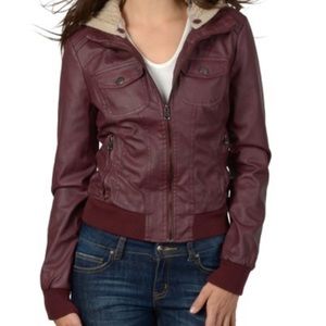 Faux Leather Bomber Jacket